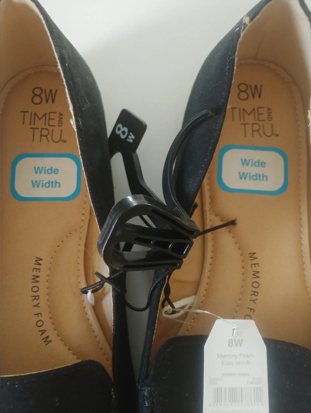 Time and Tru Women's Wide Width Black Pointed Toe Flats - Suede-Look Size 8 - Picture 2 of 10